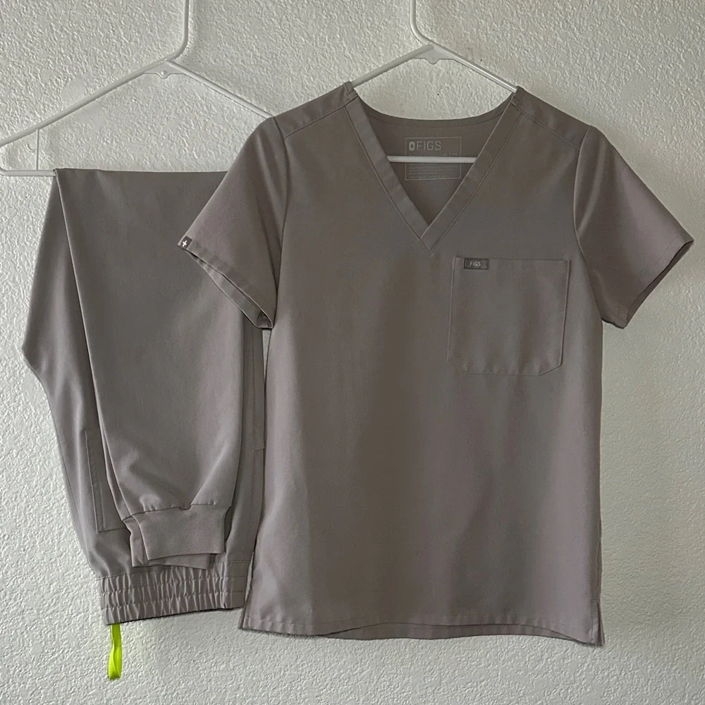 Figs Scrub Set, slate high waisted jogger and top - Picture 2 of 8